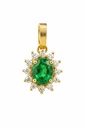COLGANTE ROSETON ESMERALDA 4x3MM Y CIRCONITAS.