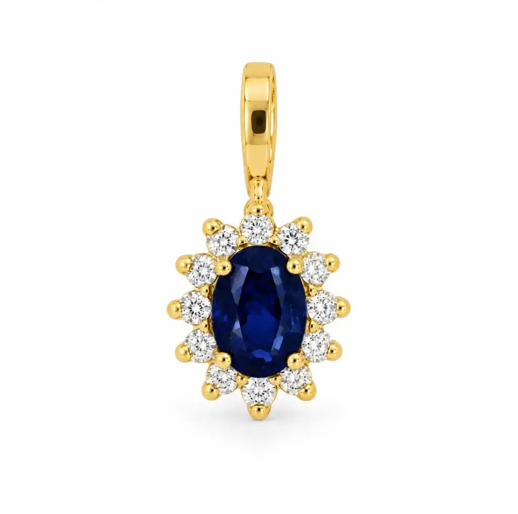4x3 MM SHAPPIRE AND CZ PENDANT.