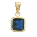6x6MM SAPPHIRE COLOR SQUARE CZ PENDANT.