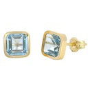 PENDIENTES CUADRADOS 6x6 MM PIEDRA COLOR AGUA MARINA