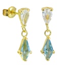 7x4 MM AQUAMARINE COLOR KITE CZ EARRINGS.PUSHBACK.