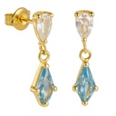 7x4 MM AQUAMARINE COLOR KITE CZ EARRINGS.PUSHBACK.