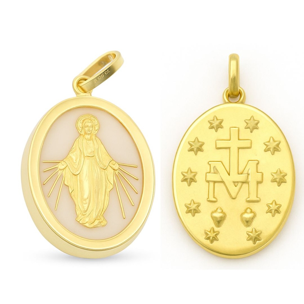 MEDALLA VIRGEN MILAGROSA OVAL  CON NÁCAR 12X15MM.