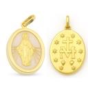15 MM MOTHER OF PEARL MIRACULOUS VIRGIN MARY MEDAL.