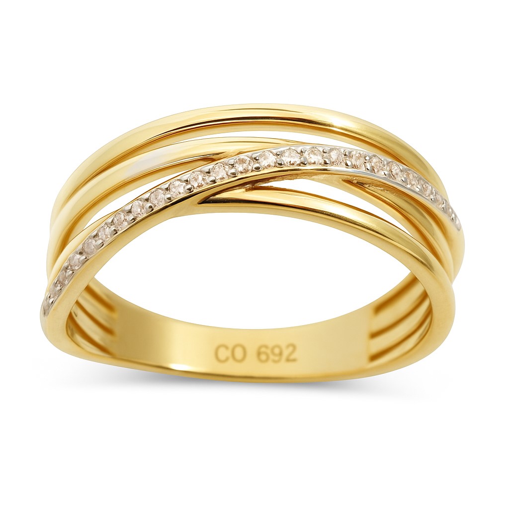 GOLD AND CZ RING.
