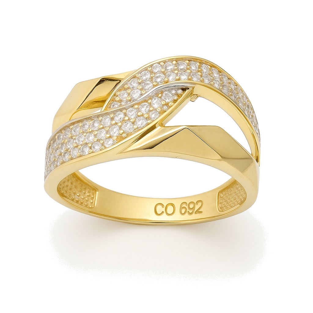 10MM GOLD AND CZ RING.