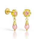 PENDIENTES ARQUILLO BOLA ROSA .TORNILLO.15MM.