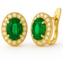 7x5MM OVAL EMERALD AND CZ EARRINGS.