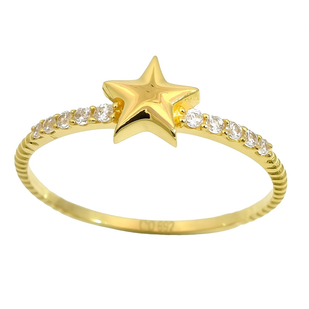 STAR AND CZ GOLD RING.