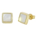 6MM MOTHER OF PEARL SQUARE EARRINGS.BUTTERFLY CLASP.