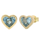 6MM HEART EARRINGS CZ AQUAMARINE COLOR.