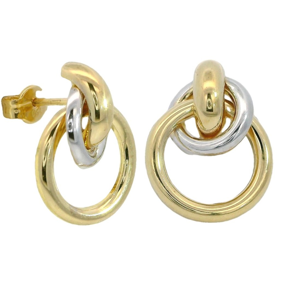 TWO TONE GOLD KNOT EARINGS.15MM.