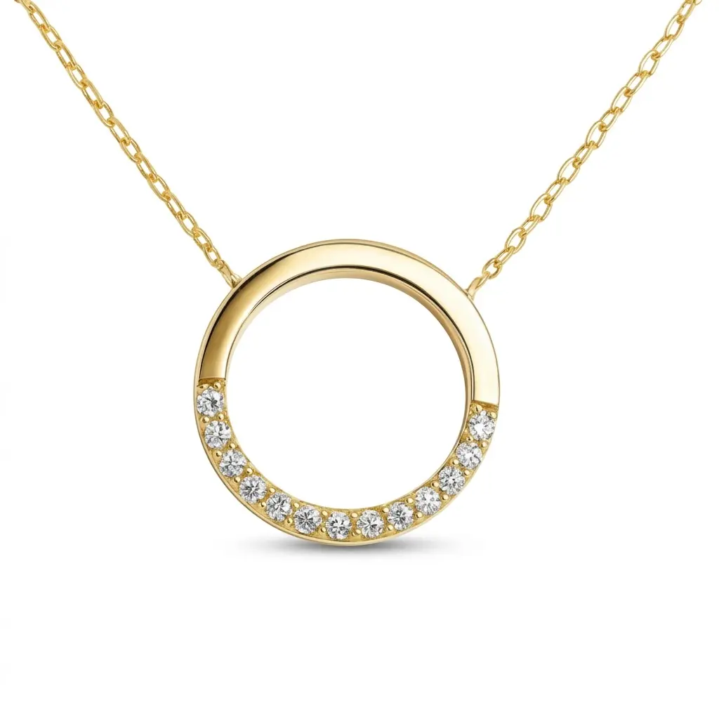CIRCLE WITH CZ NECKLACE.