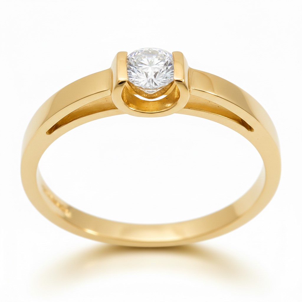 SOLITARIO BRILLANTE 3.0 MM VS-H 0.11 CT ORO AMARILLO