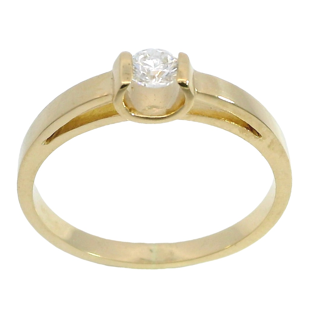 YELLOW GOLD SOLITAIRE RING WITH 3MM DIAMOND VS-H 0.11 CT.