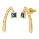 INVERTED "V"EARRINGS WITH SAPPHIRE COLOR STONE.21MM.