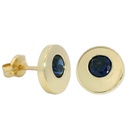 9MM ROUND STUD EARRINGS WITH NANO SAPPHIRE.BUTTERFLY CLASP.