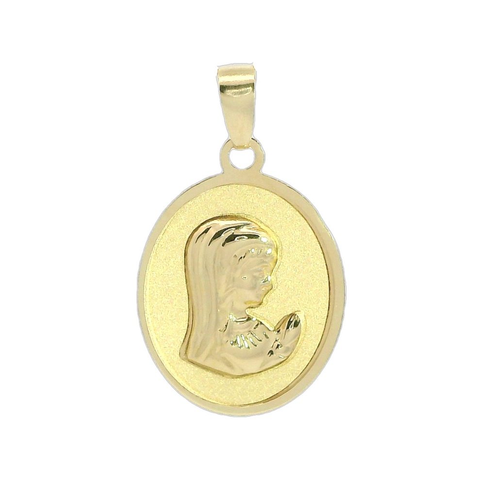 MEDALLA VIRGEN NIÑA OVAL SATINADA .20 MM