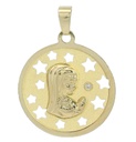 MEDALLA VIRGEN NIÑA CALADA CON ESTRELLAS  18 MM.