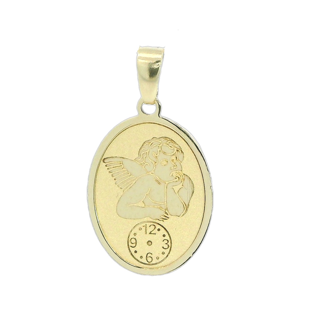 COLGANTE  ANGELITO BURLON OVAL CON RELOJ 12X15 MM.