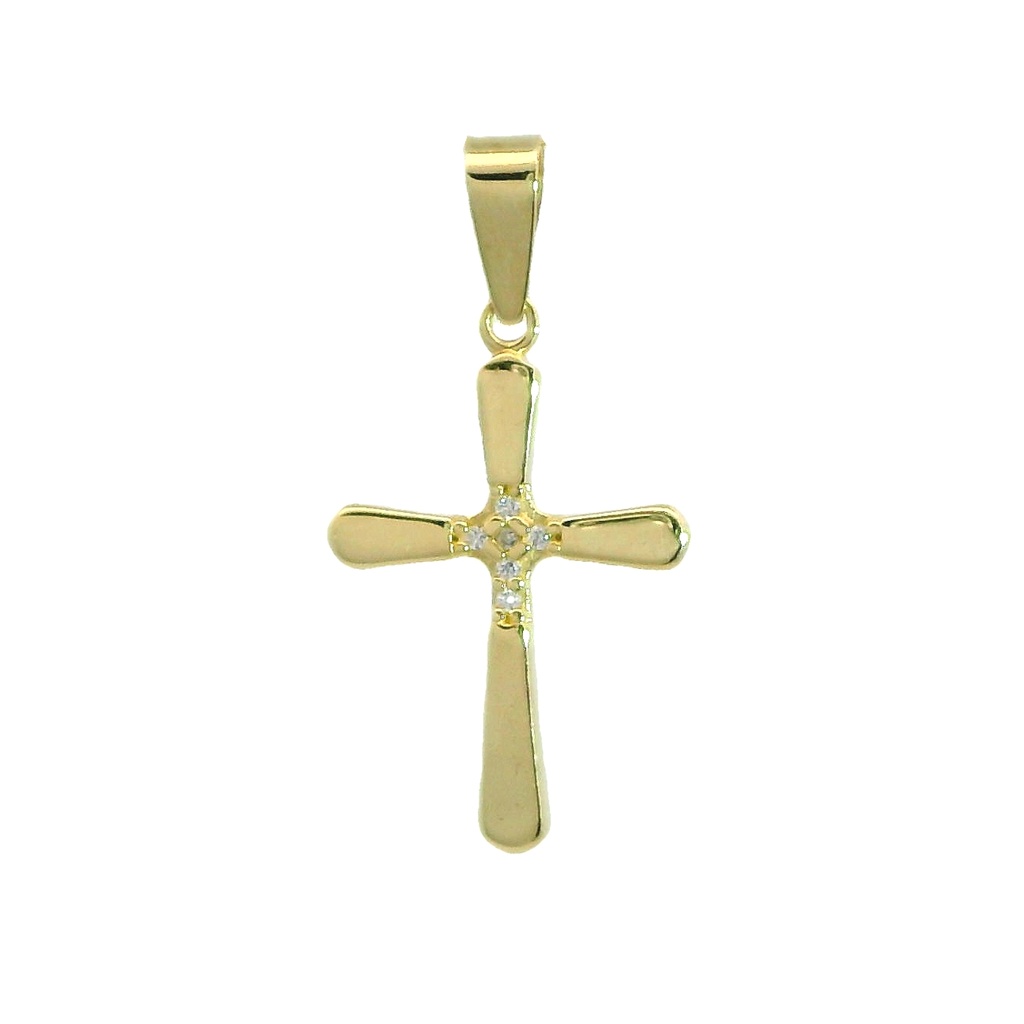 17x12MM GOLD CROSS PENDANT WITH CZ.