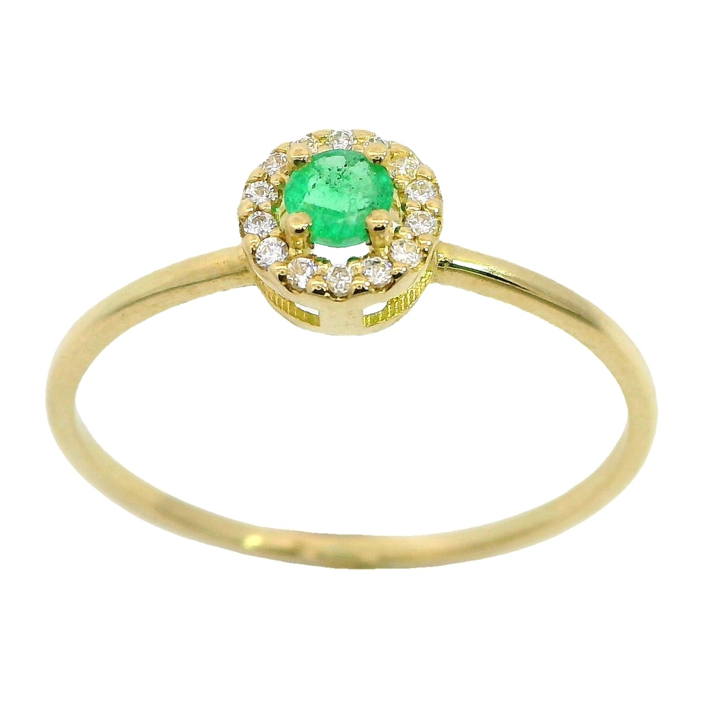 3MM EMERALD AND CZ RING.