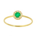 3MM EMERALD AND CZ RING.