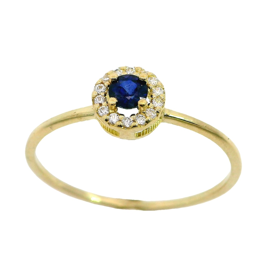 3MM SAPPHIRE AND CZ RING.