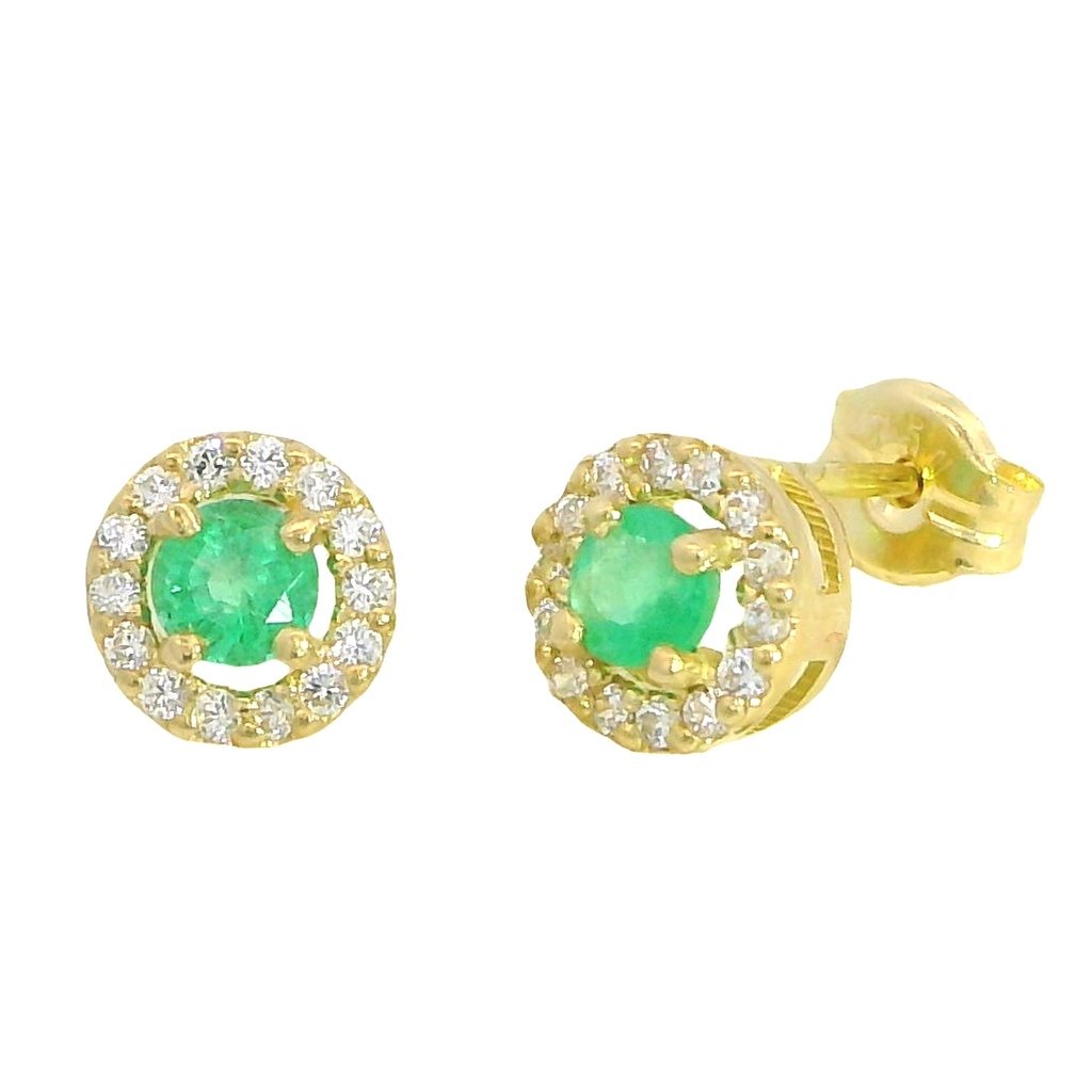 3MM EMERALD AND CZ EARRINGS.5MM.