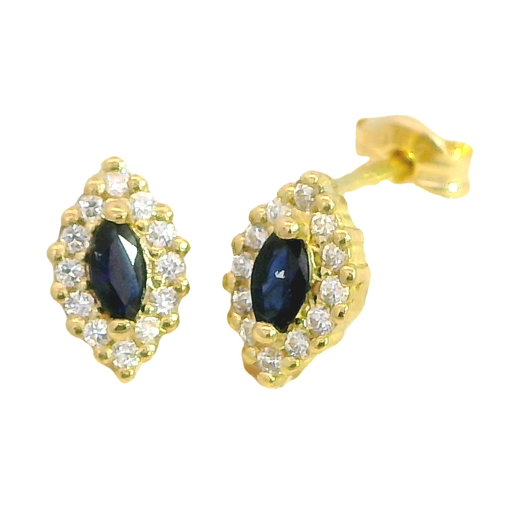 3x2 SAPPHIRE AND CZ EARRINGS.8x5MM