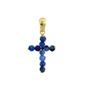 2.5MM. SAPPHIRE COLOR BALLS CROSS PENDANT.20x13MM.