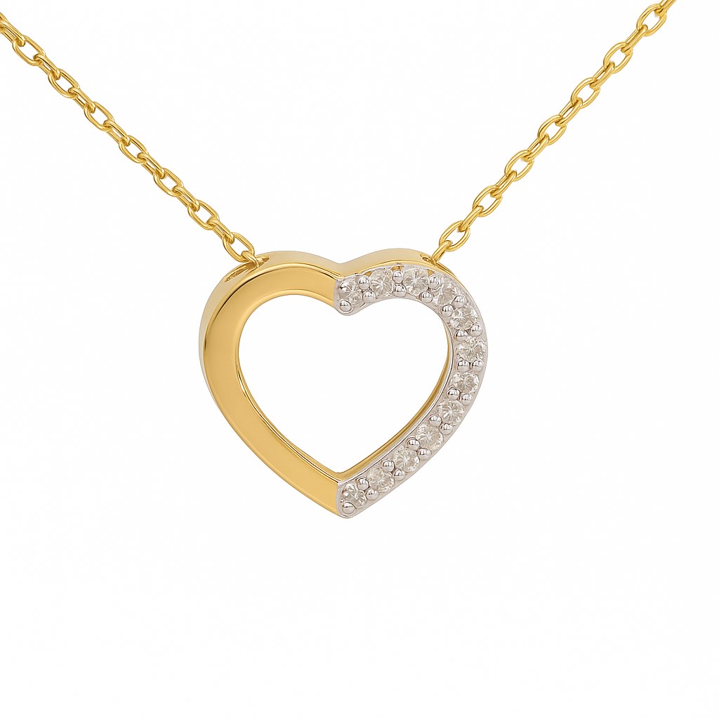 GARGANTILLA CORAZÓN 11x9MM 11 BRILLANTES 0.04 CT TW H-SI.CADENA 45CM.