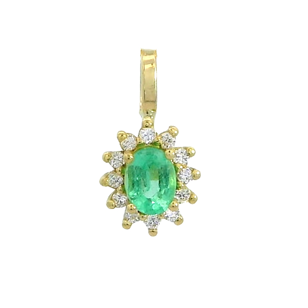 4x3MM EMERALD AND CZ PENDANT.