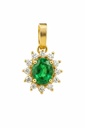COLGANTE ROSETON ESMERALDA 4x3MM Y CIRCONITAS.