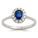 0.25 CT OVAL SAPPHIRE AND DIAMOND RING. H-SI 0.12 CT 