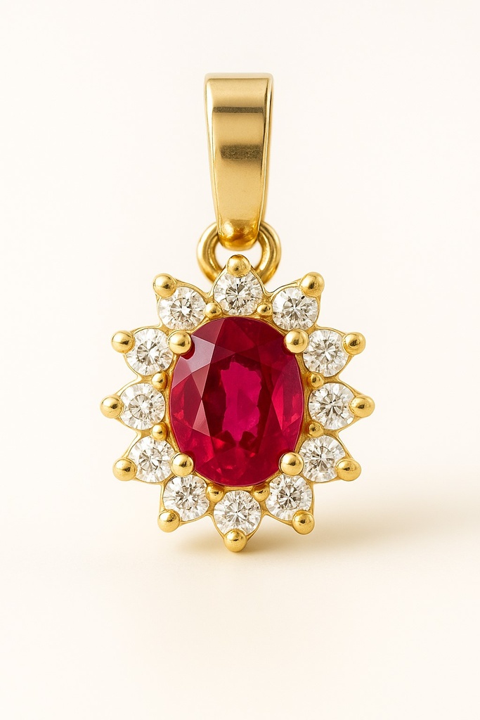 4x3 MM RUBI AND CZ PENDANT