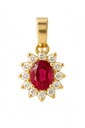 COLGANTE ROSETON  RUBI DE 4x3MM Y CIRCONITAS.