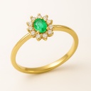 4x3MM EMERALD AND CZ RING