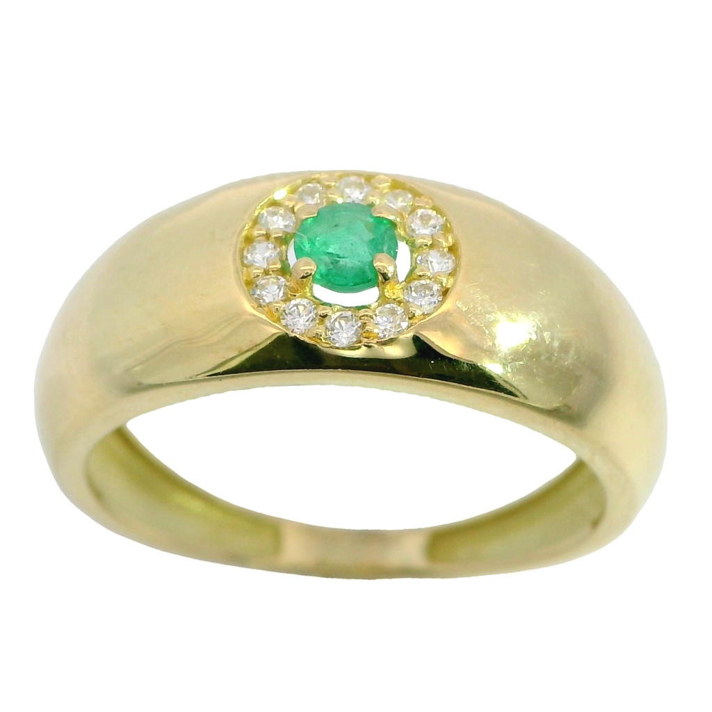 3MM ROUND EMERALD RING.