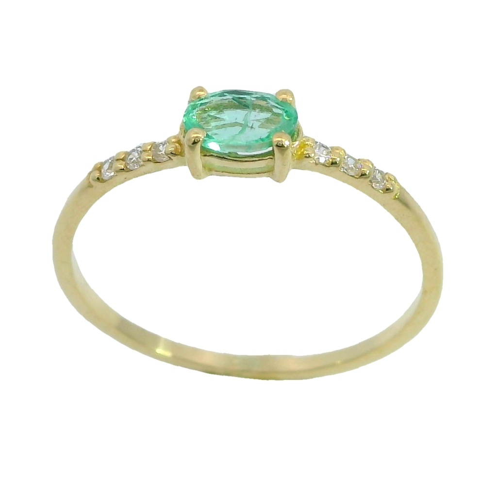 5x3MM  OVAL EMERALD AND CZ RING.