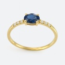 SORTIJA ZAFIRO OVAL DE  5x3MM Y CIRCONITAS.