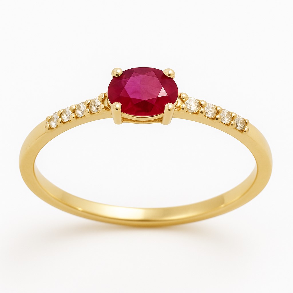 5x3MM RUBI AND CZ RING.