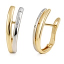 PENDIENTES MEDIO ARO DOBLE BANDA BICOLOR.16x5MM.