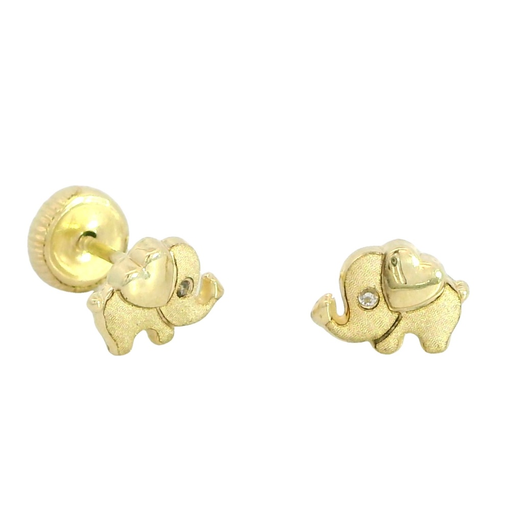 PENDIENTES ELEFANTE SATINADO CON CIRCONITAS.8x6MM.