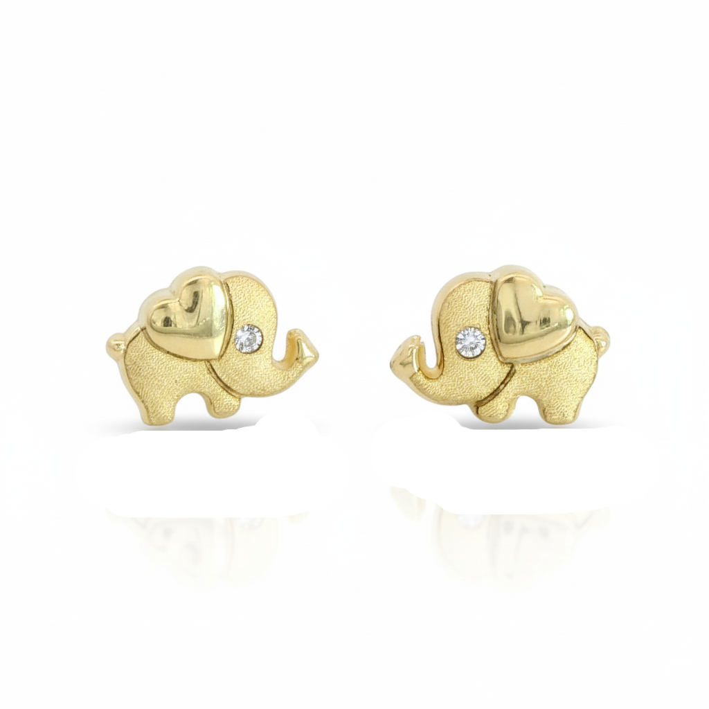 PENDIENTES ELEFANTE SATINADO CON CIRCONITAS.8x6MM.