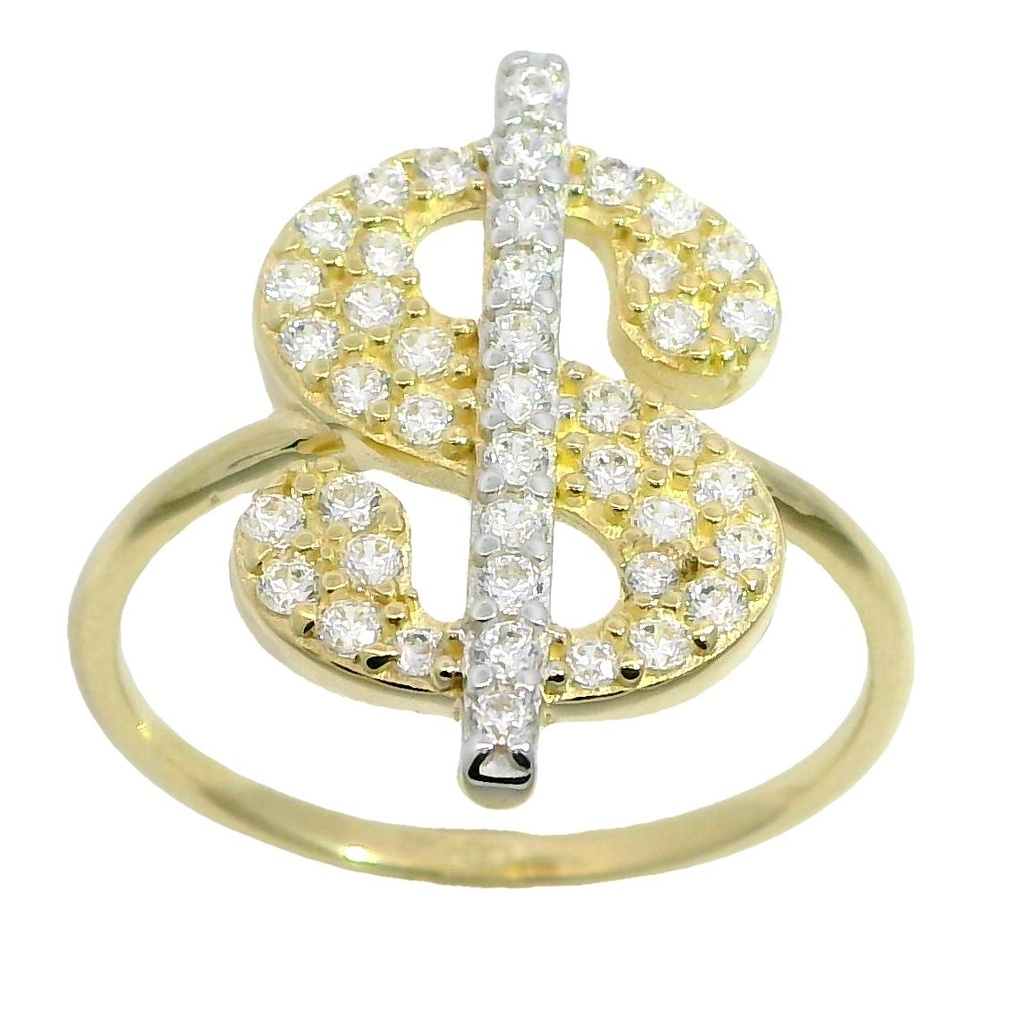 DOLAR SYMBOL RING WITH CZ.