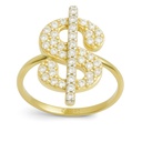DOLAR SYMBOL RING WITH CZ.