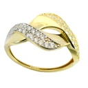 LINKS RING WITH CZ.TWO TONE.