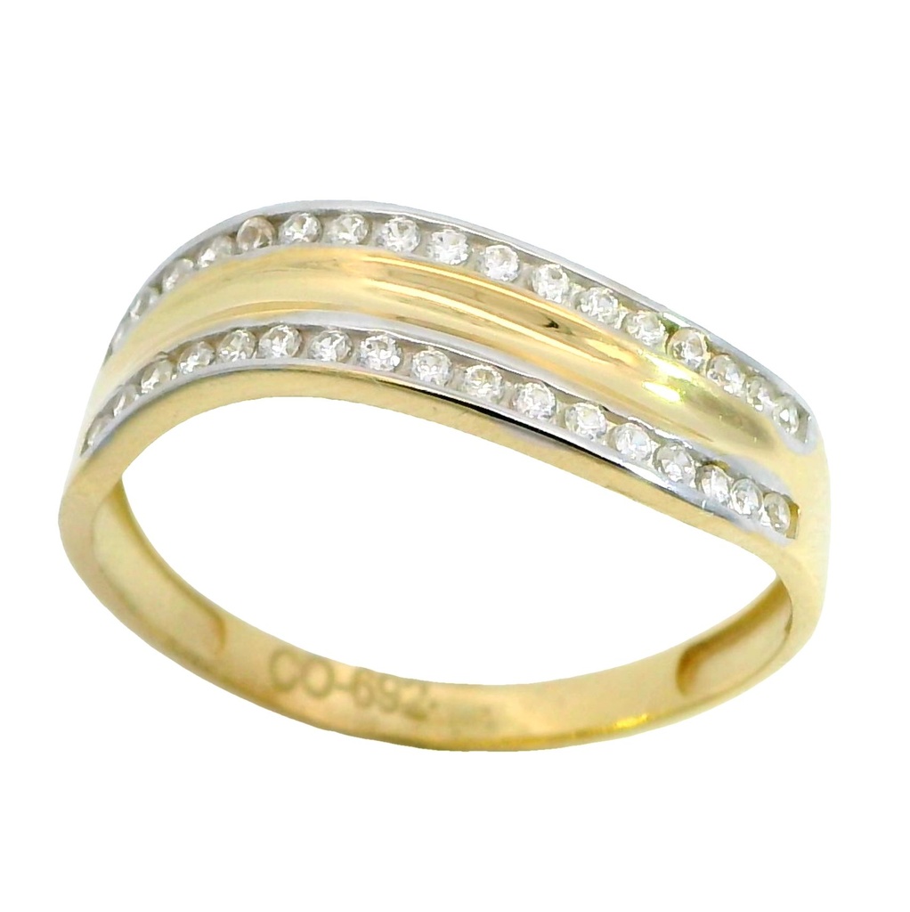 TWO TONE RING WITH CZ