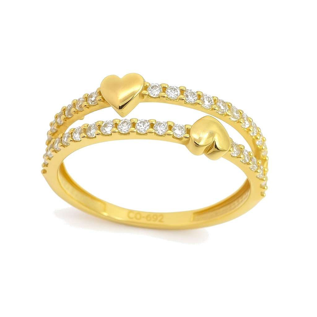 TWO HEARTS AND CZ RING.